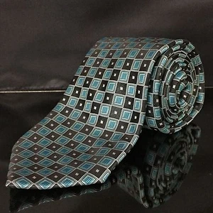 "Corbata geométrica fría y azul cuadrado azul y negro para hombre "MUY BONITA" - Imagen 1 de 5