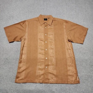 Camisa Izod Para Hombre Grande Marrón Lavable Seda Abotonada Informal Exterior Para Hombre - Imagen 1 de 9