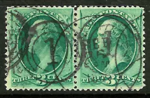 Pair Number 1 Fancy Cancel 3 Cent Washington Banknote 1871-83 US 67F83 - Picture 1 of 2