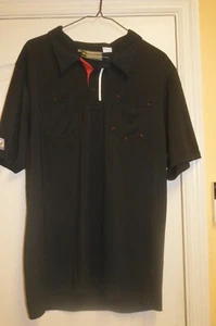 McDonalds Unisex Employee Uniform Polo Shirt LARGE Black Polyester 2 Pocket EUC - Picture 1 of 5