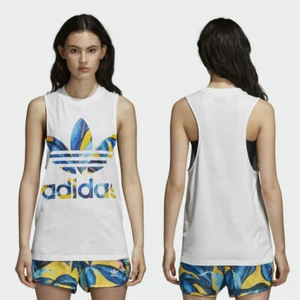 Womens adidas Vest Gym Trefoil Logo Farm Print Tank Top Sleeveless Tee T-Shirt - Picture 1 of 7