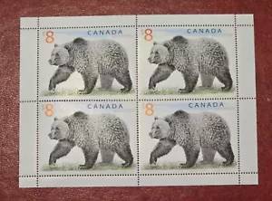 CANADA 1997 SCOTT #1694, $8 THE GRIZZLY BEAR, BLOCK PLATE OF 4 STAMPS, MNH XF/S - Picture 1 of 4