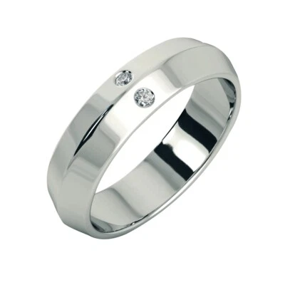 Alianza de compromiso de boda de diamantes naturales de 0,08 quilates de platino sólido 950 talla 7 Foto 1 de 4