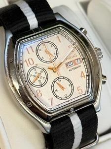PortaS Automatik Herrenuhr Herren Uhr Metall Silber Nylonarmband Schwarz Datum - Imagen 1 de 7