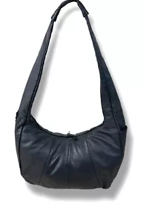 Vintage Gray Leather Hobo Bag Zip Around - Picture 1 of 12