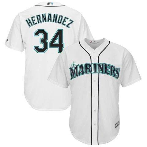 Felix Hernandez Mariners Men's Replica Jersey Home White Small Cover