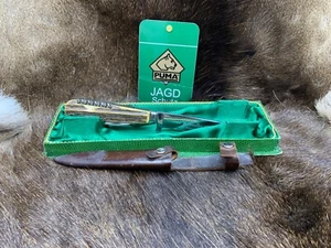 Pre 1964 Puma 3591 Waidmesser Knife Stag Handles Leather Sheath Mint Vintage Box - Picture 1 of 12