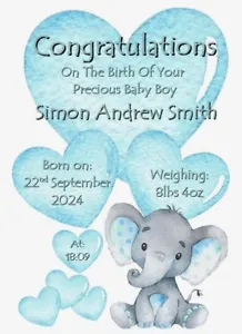 Personalised New Baby A5 Card Baby Boy Birth Son Congratulations Love - Picture 1 of 2