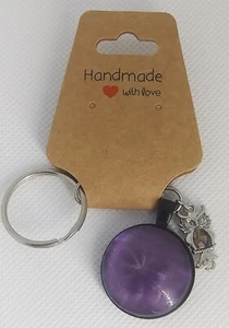Llavero Hecho a Mano Flor de Plata Gatos Ojo Búho Colgante Amatista Llavero Colgante - Imagen 1 de 1