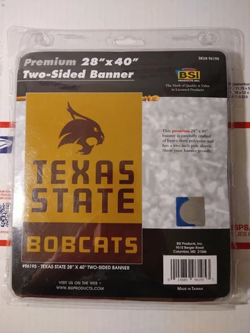 NCAA Texas State University Bobcats GOLD 2-SIDED 28' x 40" BANNER w/POLE SLEEVE Cover