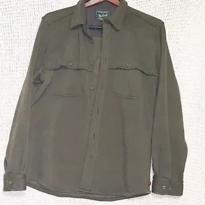 WOOLRICH Shacket Mens Large Olive Green fleece button front Jacket Shirt Warm - Picture 1 of 4