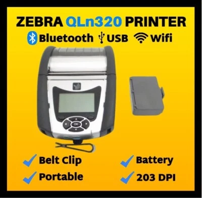 ✅Zebra QLN320 Barcode Printer, WiFi, Bluetooth, USB w/ Battery and Belt Clip!🔥⭐ - Image 1 of 4