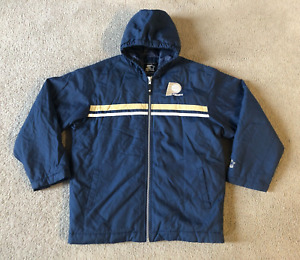 VTG 90s Starter Indiana Pacers NBA Zip Front Hooded Jacket Coat - Size XL