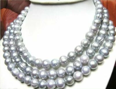 50inch  HUGE AAA 11-12mm Baroque South Sea Grey Pearl Necklace 14K Gold P - Image 1 of 4