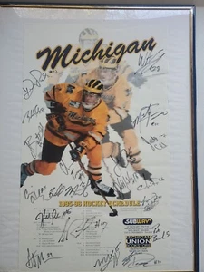 Michigan Wolverines 1995-96 Hockey Schedule 19 Autographs - Marty Turco  - Picture 1 of 5