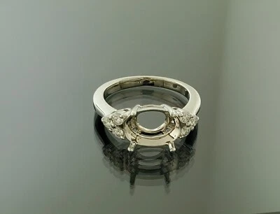 Semi-Mount Rounds  14K White Gold Holds 2.50ct to 3ct Oval Stone - Image 1 of 4