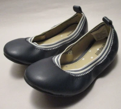 Pisos planos de ballet cómodos Gymboree para niñas pequeñas 9M azul marino y blanco Foto 1 de 4