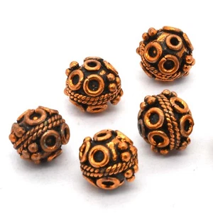 8 PCS 10MM SOLID COPPER BALI BEAD OXIDIZED COPPER  26 AMR-161 - Picture 1 of 5