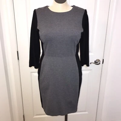 TALBOTS Sheath Dress 14P Stretch Black Gray Colorblock - Image 1 of 4