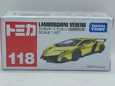 Tomica Caja Roja Nº Lamborghini Veneno 118 amarillo variación de color especial sellado Foto 1 de 4