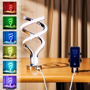 7-Color Modern Table Lamps, with 1 USB Charging Port, 10 Light Modes Small Be... - Picture 1 of 7