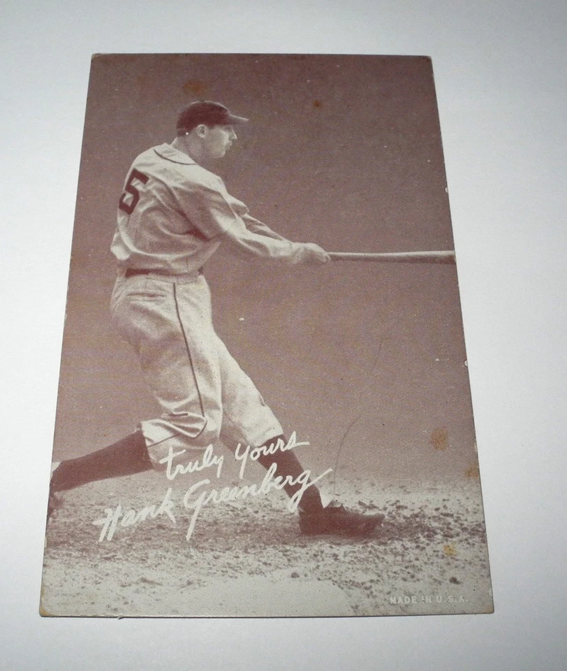 1939-46 Exhibits Salutation Hank Greenberg Detroit Tigers Postcard Photo Card - Image 1 of 2