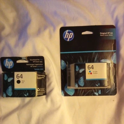 Combo de cartucho de tinta original HP 64 negro y tricolor caducado 27/04, 7/26. PIC real Foto 1 de 4