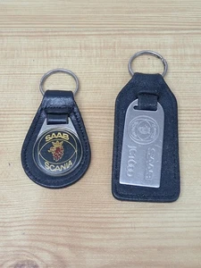 Oldtimer 80er Jahre Saab Scania Motors Auto Automobilia Leder etc. Schlüsselanhänger Konvolut - Bild 1 von 3