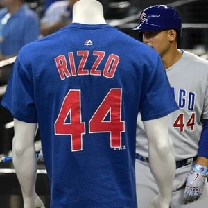 Official Majestic Chicago Cubs Anthony Rizzo #40 blau bestickt Jersey Shirt L - Bild 1 von 13