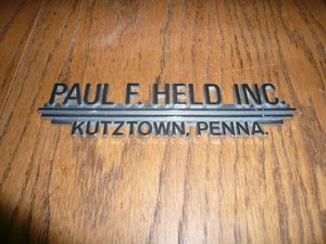 Paul F Held Dealership Emblem Logo Tag Advertising Car Nameplate Dealer Metal - Picture 1 of 2
