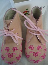 BIMBI Girls Shoes Pink Leather Size 22 CAMOSCIO ROSA GOMMA Lace Up BNIB #4197