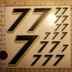 Matte Black-w/White & lime #7's Racing Numbers Vinyl Decal Sheet 1/10-1/12 - Picture 1 of 11