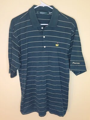 Masters Collection 60s Two Ply Mercerized Polo Golf Shirt Sz M Green Striped Foto 1 de 4