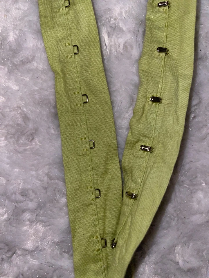 3 yardas Verde Lima Algodón Plata Metal Gancho Ojo Cinta Costura Cierre 1" Ancho Foto 1 de 1