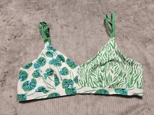 Sujetador Bralette Diane Von Furstenberg Hoja de Geranio y Ramita de Mar Doble Verde XL - Imagen 1 de 3