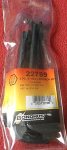 Bondhus 9 Pc Imperial Hex Key Allen Set 6" / 15cm Long 22789 - Picture 1 of 1