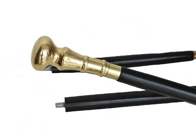 Walking Stick Shiny Brass Solid Brass Designer Handle With Rose Wooden S - Image 1 of 4