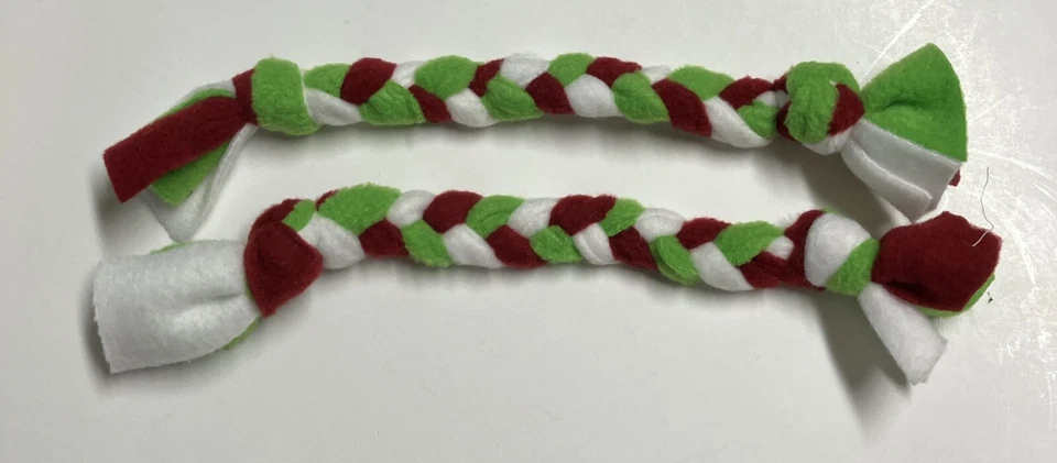 2 件套手工狗绳玩具 – 12 英寸编织抓绒拖船和咀嚼 – 耐用 – 全新 — 第 1/1 张图片