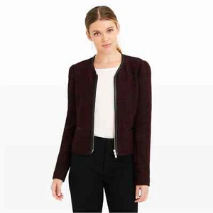 Giacca blazer Club Monaco Braxlee maglia lana bordeaux nero donna taglia 2 nuova - Foto 1 di 13