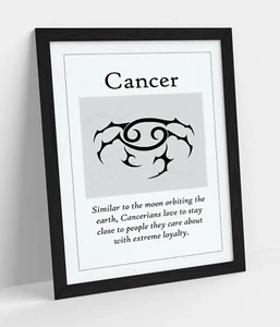 CANCER STAR SIGN ZODIAC ASTOLOGY QUOTE SLOGAN -FRAMED WALL ART PICTURE PRINT - Picture 1 of 10