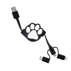 3 in 1 Cat's Paw retractable phone charging cable , fast delivery from UK - Picture 1 of 5