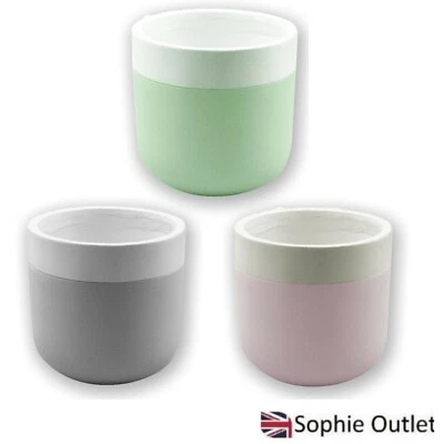 GEM IMPORTS LTD Round Small Two Tone Plant Pot Indoor Planter Vases Nursery Pots Home Decor UK
