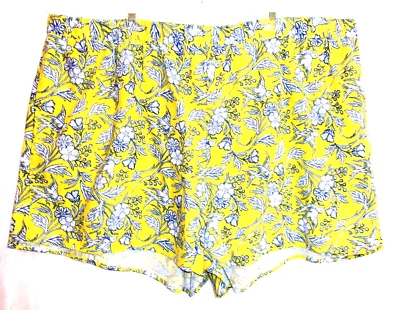 Pantalones Cortos Universal Thread Amarillo Floral Estampado de Pájaros Mezcla de Lino Plus 3X Nuevos con Etiquetas Foto 1 de 4