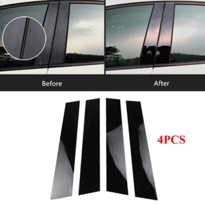 For Ford Fiesta Door Window Trim Cover Kit Pillar Posts Glossy Piano Black 4Pcs - Picture 1 of 12