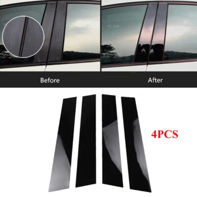 For Ford Fiesta Door Window Trim Cover Kit Pillar Posts Glossy Piano Black 4Pcs - image 1 of 4