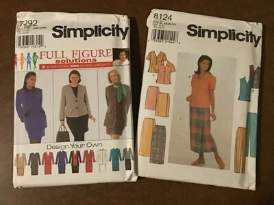 Simplicity Patterns 7292 8124 ~ Blouse Skirt Pants Jacket Suit ~ 18W~24W ~ Uncut - Image 1 of 4