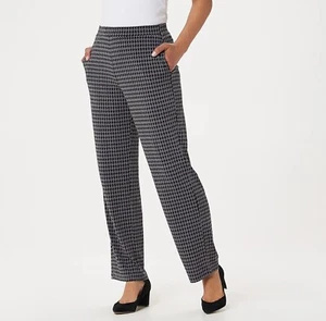 Pantalones Susan Graver Regular Estampado Líquido Tejido Negro Pata de Gallo XS A31011 - Imagen 1 de 4