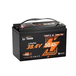 LiTime 36V 50Ah Bluetooth Group 31 LiFePO4 Battery Deep Cycle for Trolling Motor - Picture 1 of 11