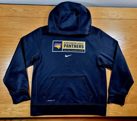 NORTHERN IOWA PANTHERS Black Nike Therma-Fit Hooded Sweatshirt Hoodie Youth XL Cover