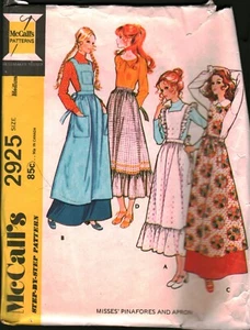 2925 Vintage McCalls SEWING Pattern Misses 1970s Pinafores Aprons Medium OOP Sew - Picture 1 of 2